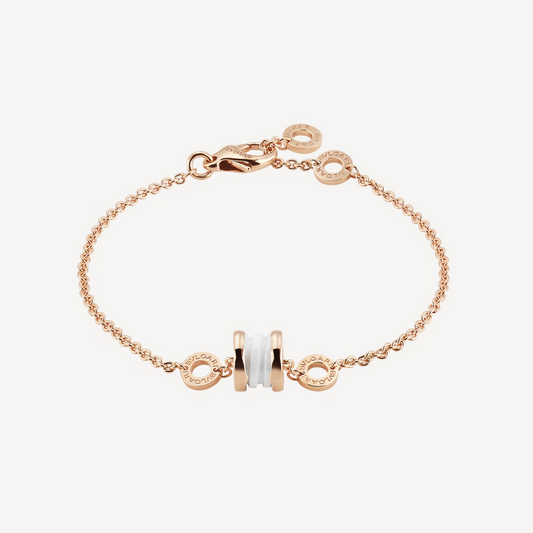 [Lume Jewelry]ZERO 1 SOFT PINK GOLD AND WHITE CERAMIC BRACELET