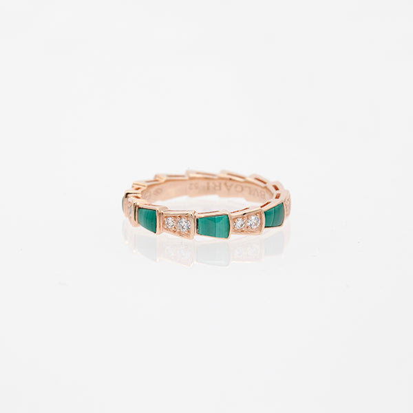 [Lume Jewelry]SERPENTI RING PINK GOLD MALACHITE DIAMOND 3MM