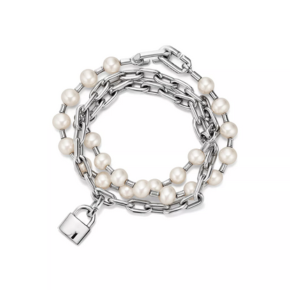 [Lume Jewelry]PEARL LOCK SILVER BRACELET