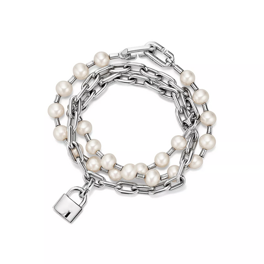 [Lume Jewelry]PEARL LOCK SILVER BRACELET