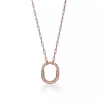 [Lume Jewelry]LOCK NECKLACE MEDIUM PENDANT PINK GOLD PAVED DIAMONDS