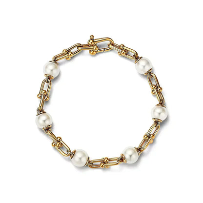 [Lume Jewelry]LINK BRACELET GOLD WITH FRESHWATER PEARLS