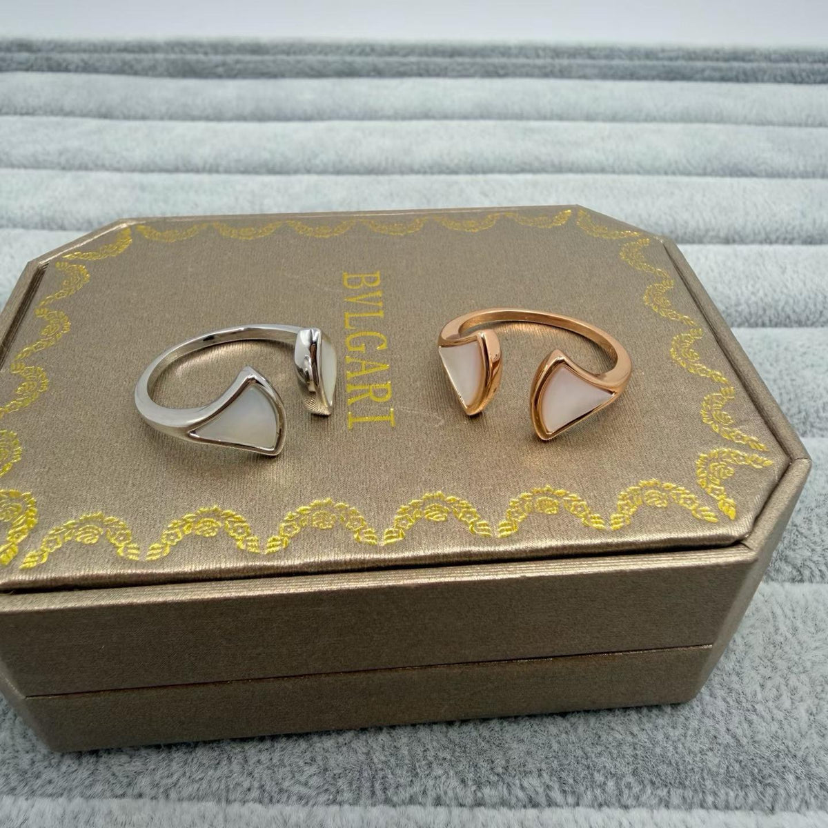 [Lume Jewelry]FAN SHAPE DOUBLE SHELL OPEN RING