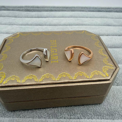 [Lume Jewelry]FAN SHAPE DOUBLE SHELL OPEN RING