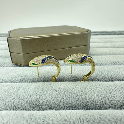 [Lume Jewelry]FULL STONE TWO-TONE SNAKE EARRING STUDS