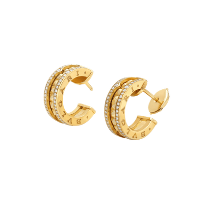 [Lume Jewelry]ZERO 1 ROCK GOLD EARRINGS WITH STUDDED SPIRAL AND PAVED DIAMONDS