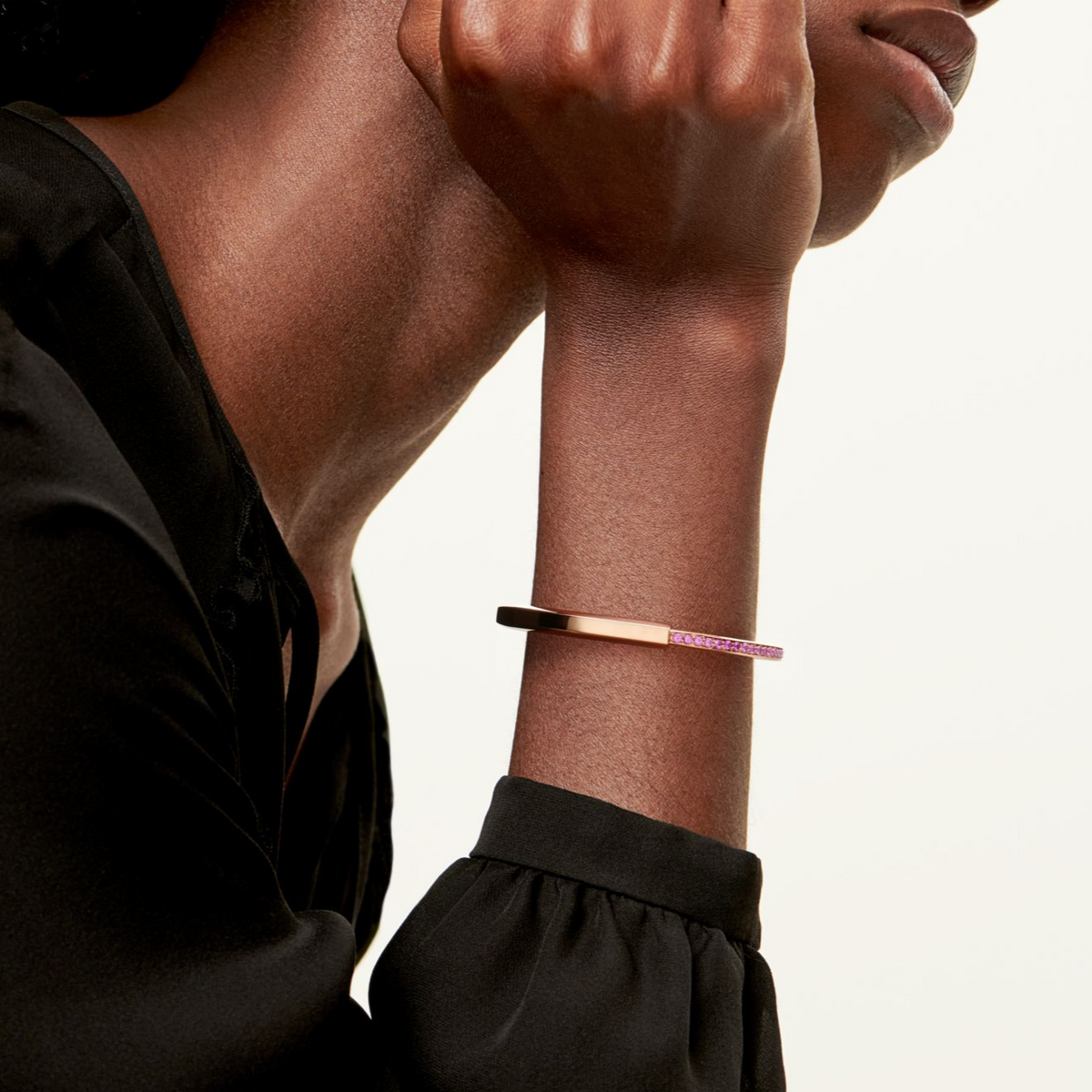 [Lume Jewelry]LOCK BRACELET ROSE DIAMOND PINK GOLD