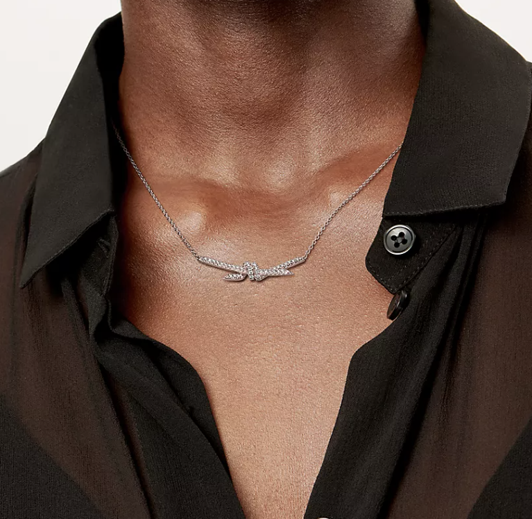 [Lume Jewelry]KNOT PENDANT SILVER DIAMOND NECKLACE