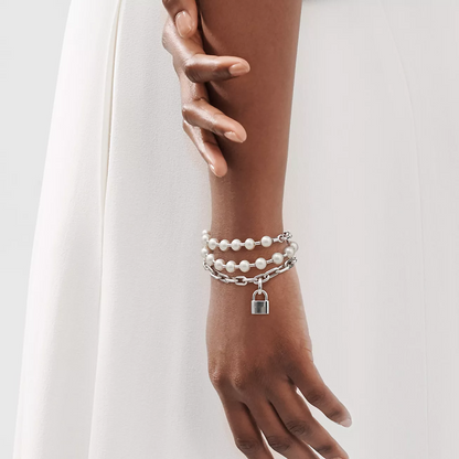 [Lume Jewelry]PEARL LOCK SILVER BRACELET