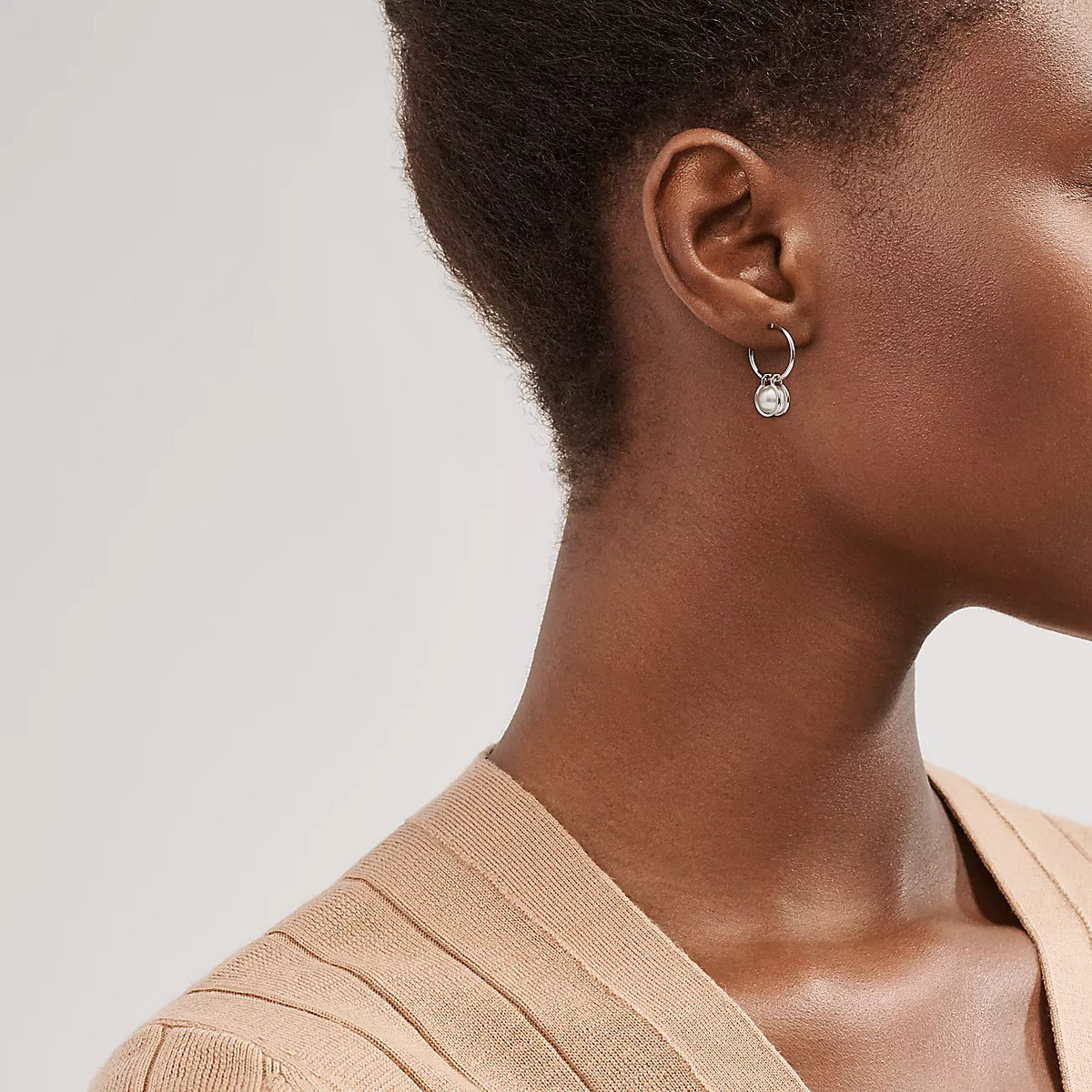 [Lume Jewelry]PEARL HOOP SILVER EARRINGS