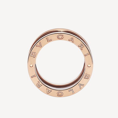 [Lume Jewelry]ZERO 1 FOUR-BAND LOOPS AND BLACK CERAMIC SPIRAL PINK GOLD RING