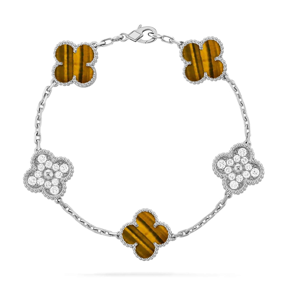 [Lume Jewelry]New  CLOVER 5 MOTIFS TIGER EYE BRACELET COLLECTION