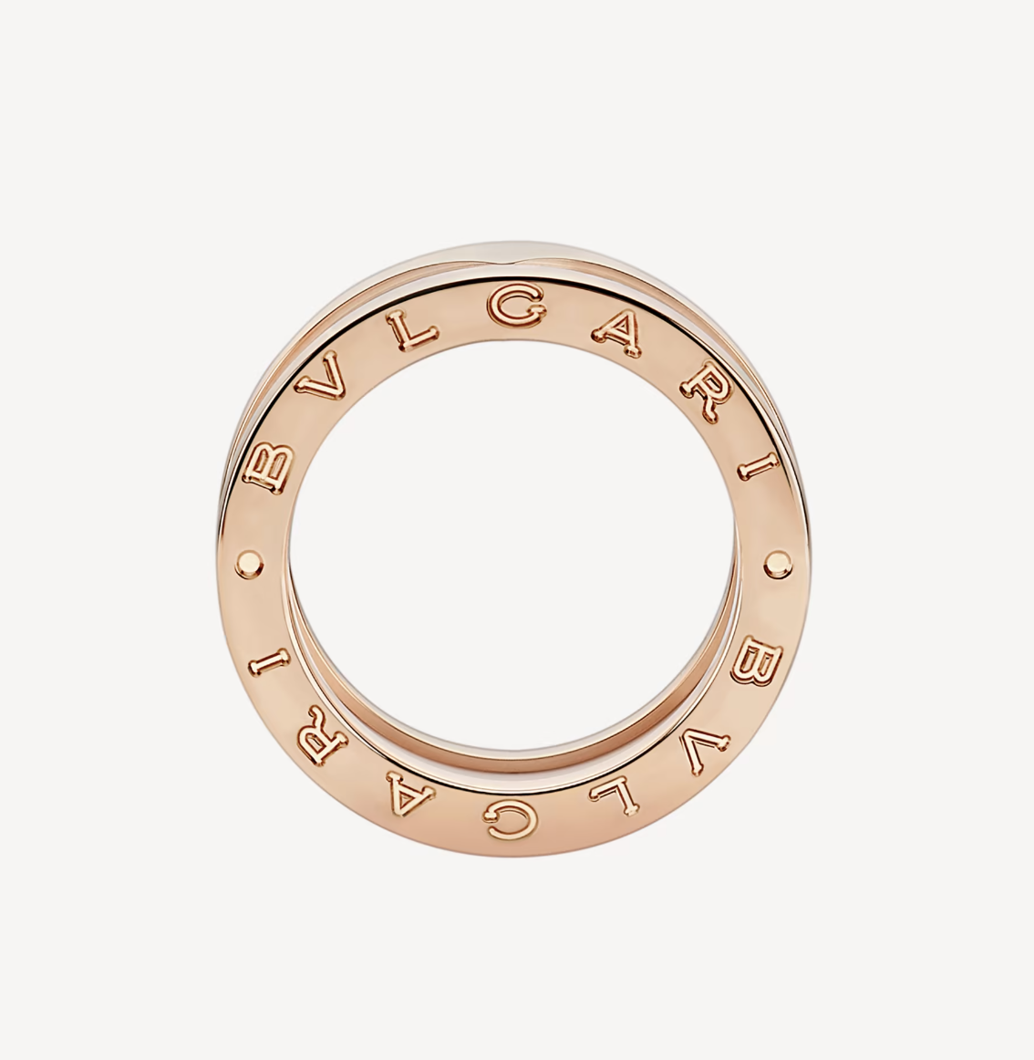 [Lume Jewelry]ZERO 1 TWO-BAND LOOPS AND WHITE CERAMIC SPIRAL PINK GOLD RING