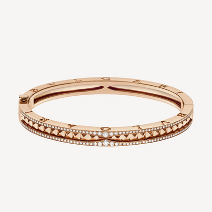 [Lume Jewelry]ZERO 1 SPIRAL AND PAVED DIAMOND PINK GOLD BRACELET