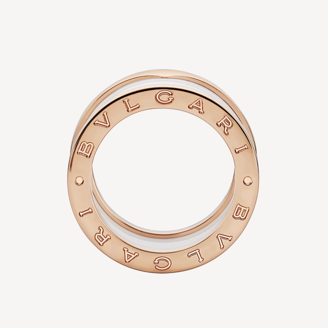[Lume Jewelry]ZERO 1 FOUR-BAND LOOPS AND WHITE CERAMIC SPIRAL PINK GOLD RING