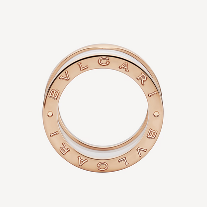 [Lume Jewelry]ZERO 1 FOUR-BAND LOOPS AND WHITE CERAMIC SPIRAL PINK GOLD RING