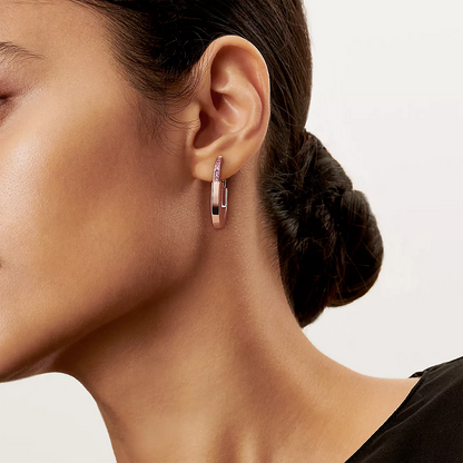 [Lume Jewelry]LOCK MEDIUM PINK DIAMOND PINK GOLD EARRINGS