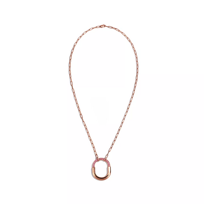 [Lume Jewelry]LOCK MEDIUM PENDANT PINK DIAMOND PINK GOLD NECKLACE