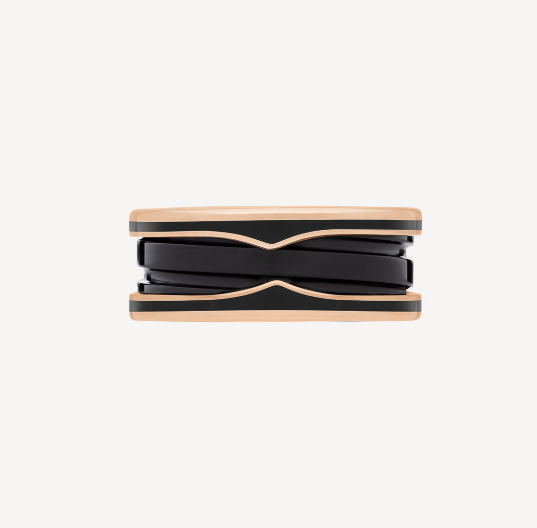 [Lume Jewelry]ZERO 1 TWO-BAND WITH MATTE BLACK CERAMIC PINK GOLD RING