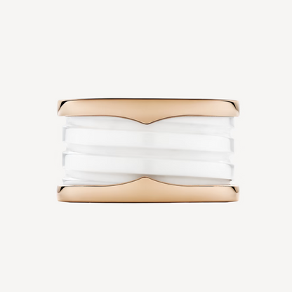 [Lume Jewelry]ZERO 1 FOUR-BAND LOOPS AND WHITE CERAMIC SPIRAL PINK GOLD RING