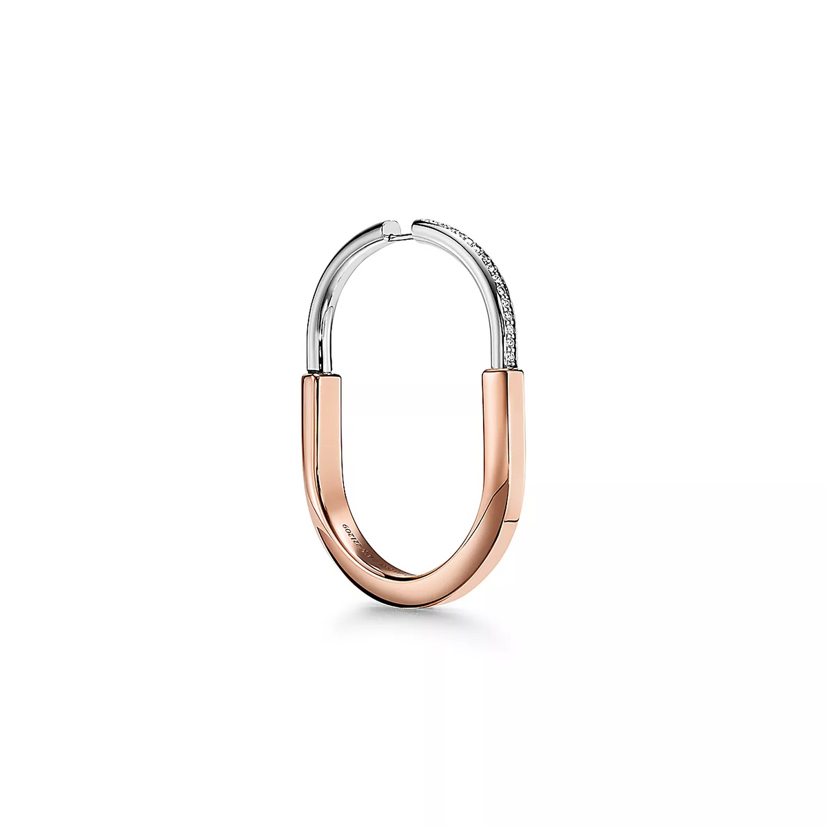 [Lume Jewelry]LOCK EARRINGS ROSE AND WHITE GOLD DIAMONDS EXTRA LARGE