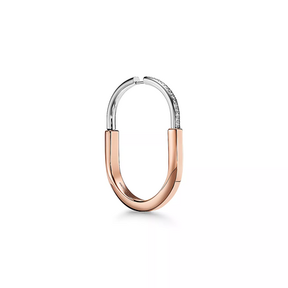 [Lume Jewelry]LOCK EARRINGS ROSE AND WHITE GOLD DIAMONDS EXTRA LARGE