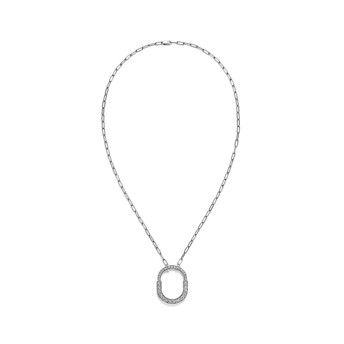 [Lume Jewelry]LOCK NECKLACE MEDIUM PENDANT SILVER PAVED DIAMONDS