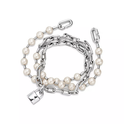 [Lume Jewelry]PEARL LOCK SILVER BRACELET