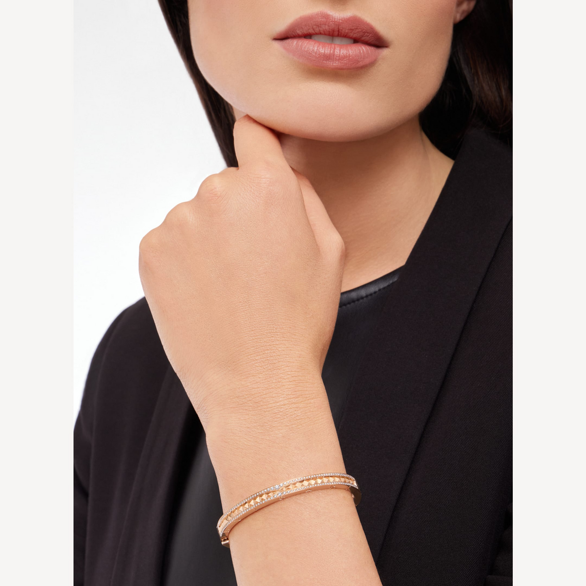 [Lume Jewelry]ZERO 1 SPIRAL AND PAVED DIAMOND PINK GOLD BRACELET