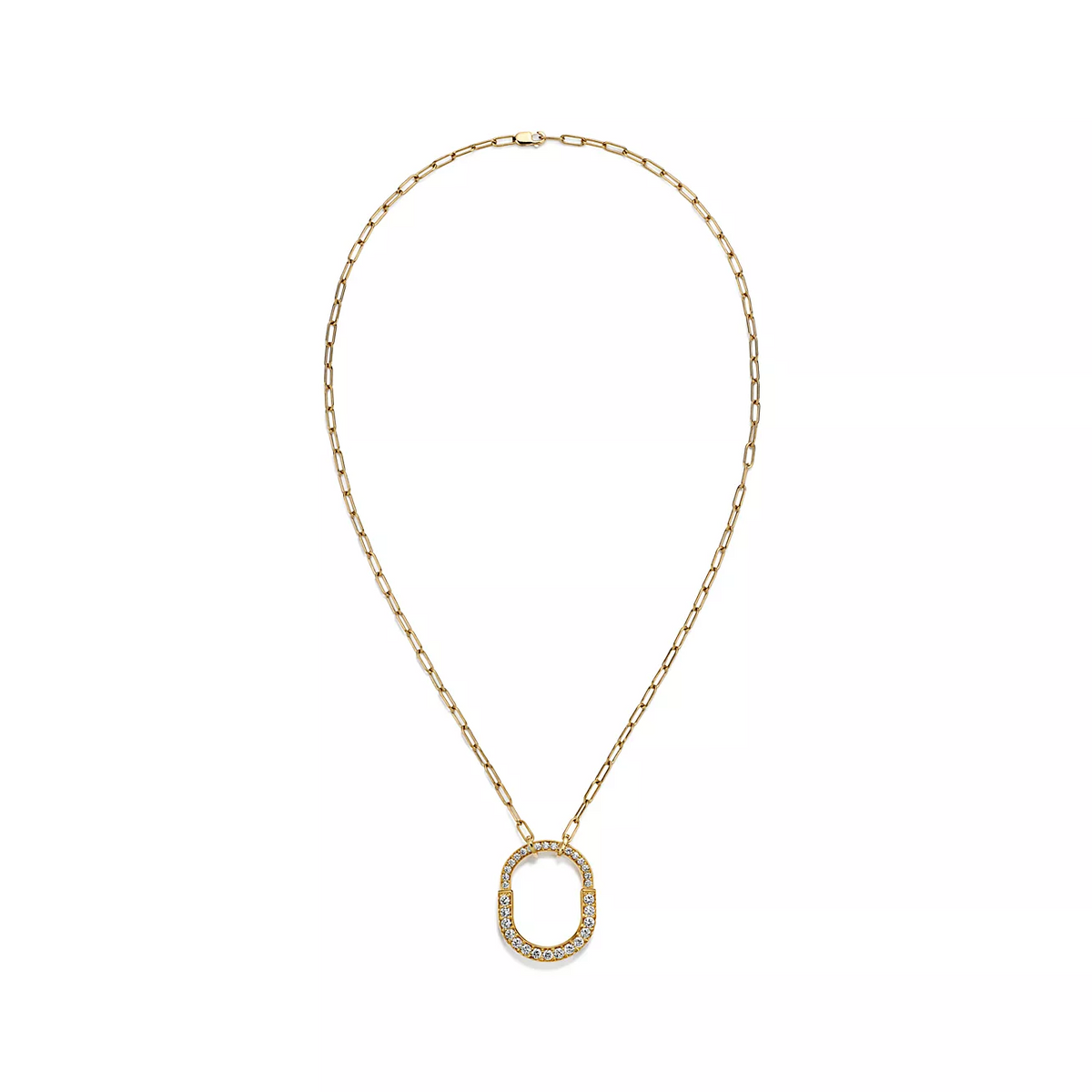 [Lume Jewelry]LOCK NECKLACE MEDIUM PENDANT GOLD PAVED DIAMONDS