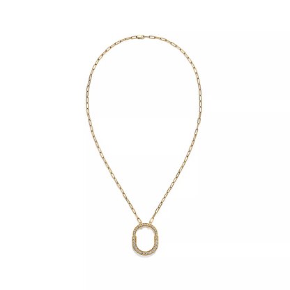 [Lume Jewelry]LOCK NECKLACE MEDIUM PENDANT GOLD PAVED DIAMONDS