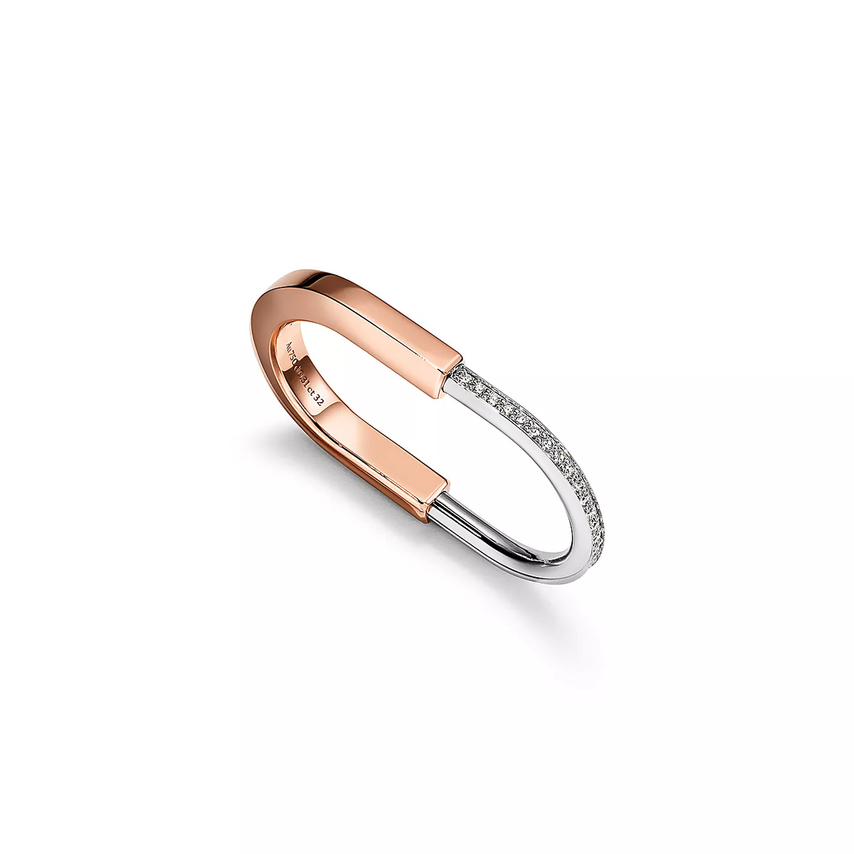 [Lume Jewelry]LOCK RING TOW-FINGER ROSE AND WHITE GOLD DIAMONDS