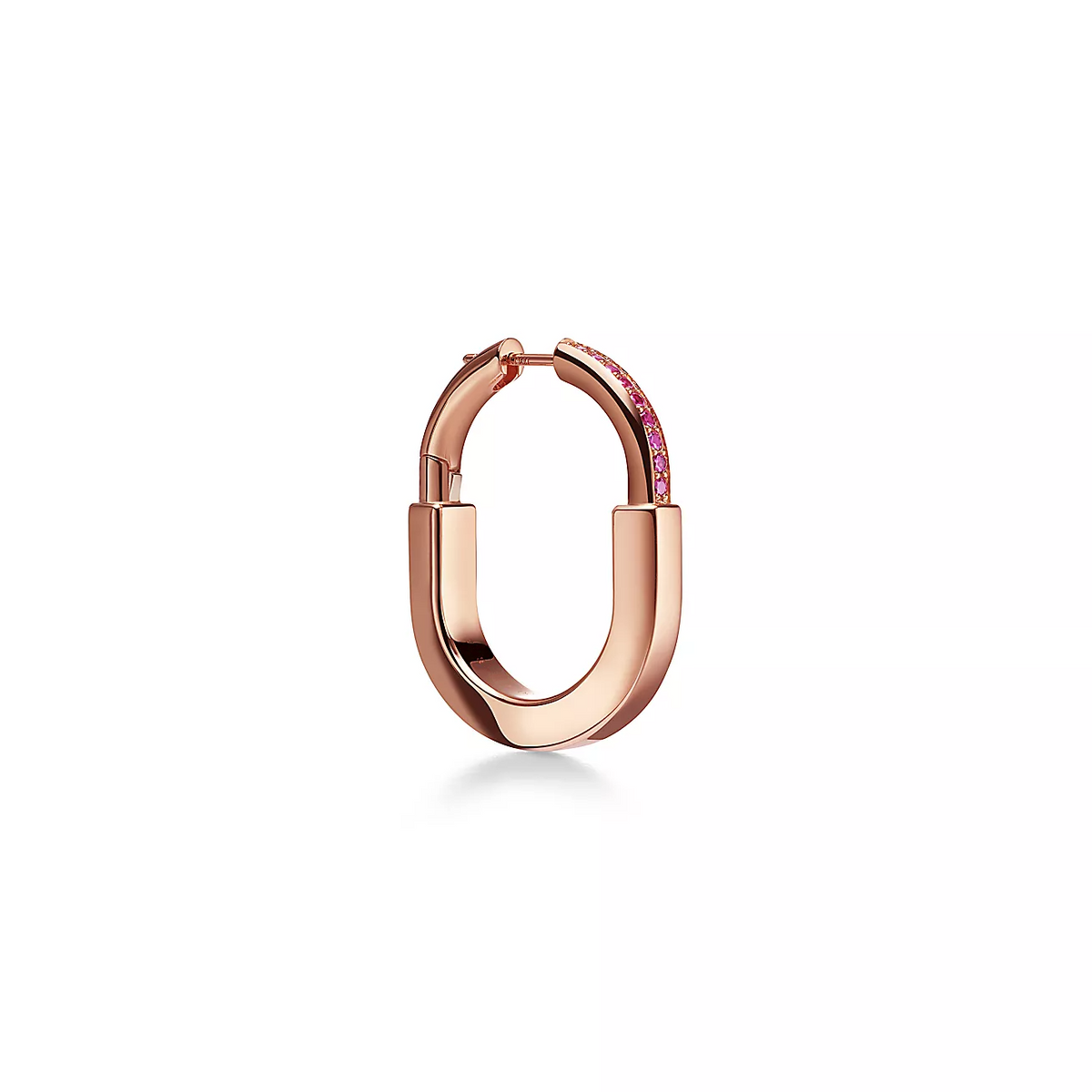 [Lume Jewelry]LOCK MEDIUM PINK DIAMOND PINK GOLD EARRINGS