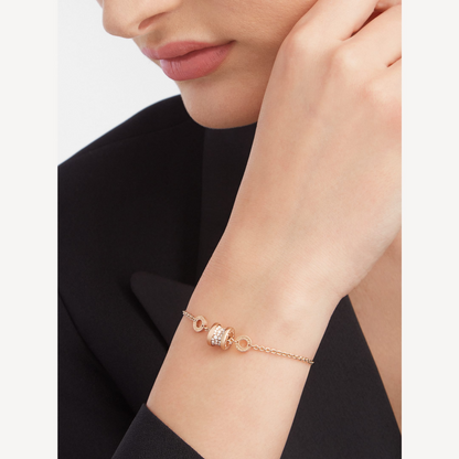 [Lume Jewelry]ZERO 1 SOFT PINK GOLD WITH PAVED DIAMONDS ON THE SPIRAL BRACELET
