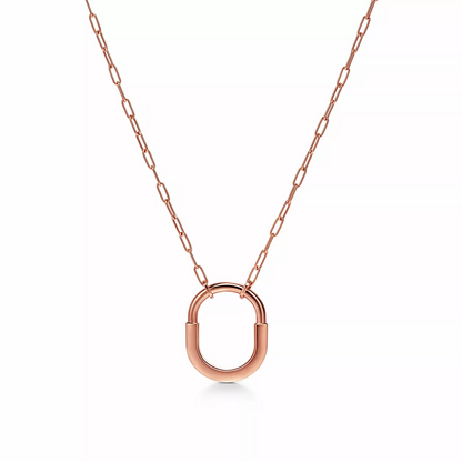 [Lume Jewelry]LOCK MEDIUM PENDANT PINK DIAMOND PINK GOLD NECKLACE