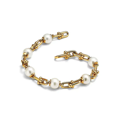 [Lume Jewelry]LINK BRACELET GOLD WITH FRESHWATER PEARLS