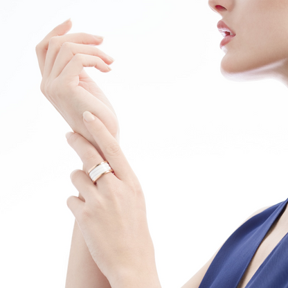 [Lume Jewelry]ZERO 1 FOUR-BAND LOOPS AND WHITE CERAMIC SPIRAL PINK GOLD RING