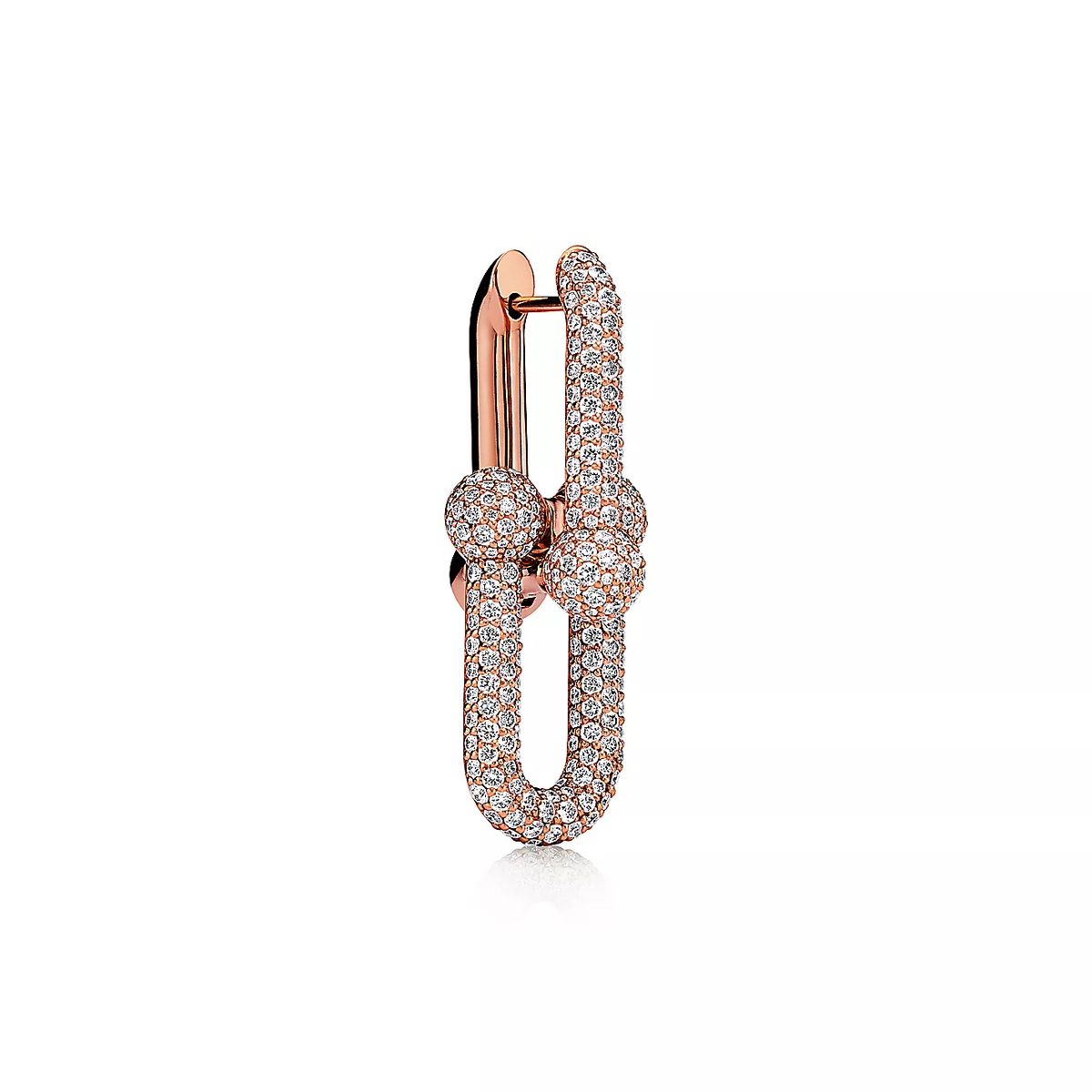 [Lume Jewelry]LARGE LINK EARRINGS PINK GOLD WITH PAVED DIAMONDS