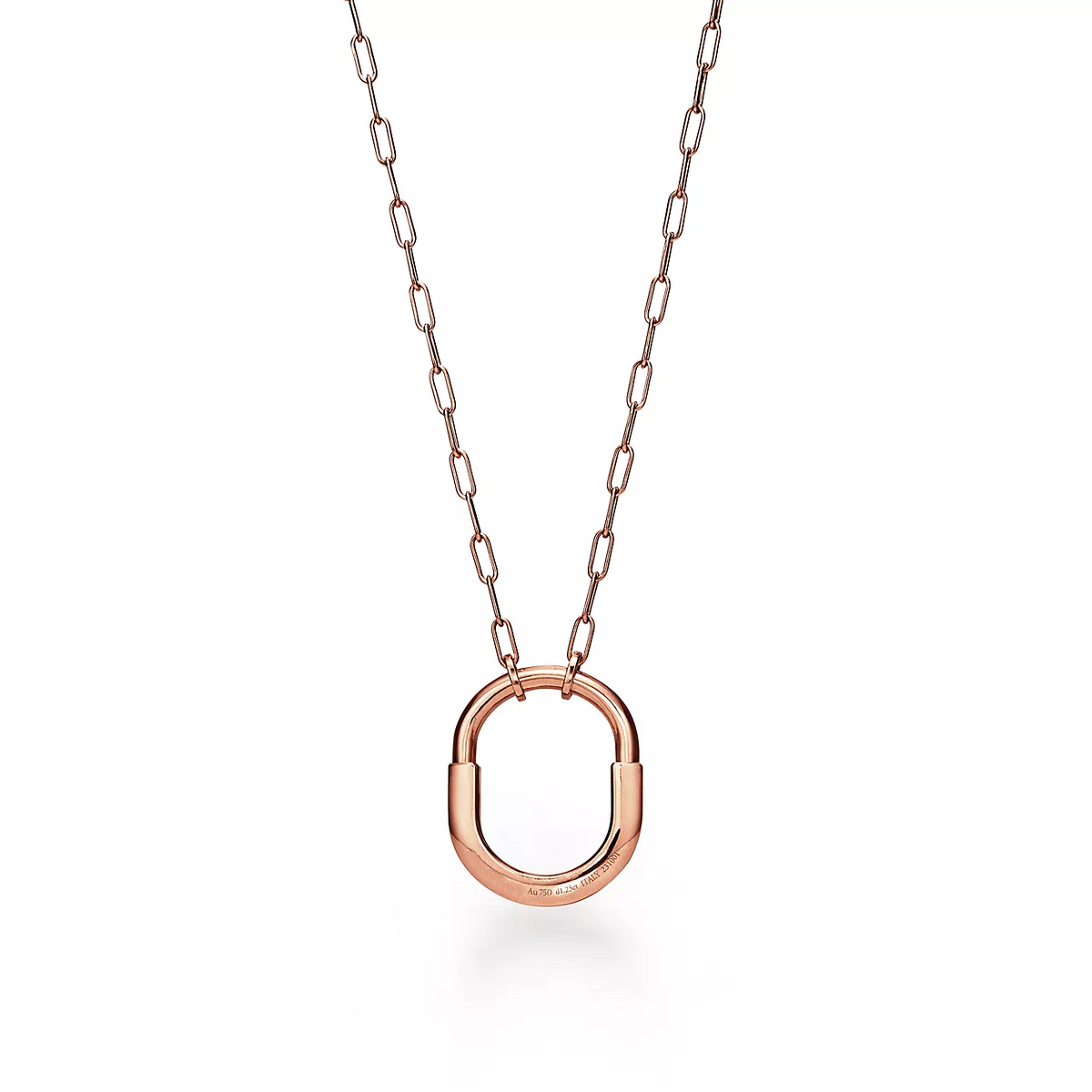 [Lume Jewelry]LOCK NECKLACE MEDIUM PENDANT PINK GOLD PAVED DIAMONDS