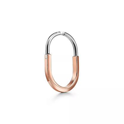 [Lume Jewelry]LOCK EARRINGS ROSE AND WHITE GOLD DIAMONDS EXTRA LARGE