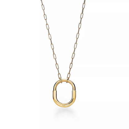 [Lume Jewelry]LOCK NECKLACE MEDIUM PENDANT GOLD PAVED DIAMONDS