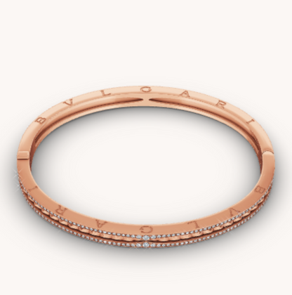 [Lume Jewelry]ZERO 1 SPIRAL AND PAVED DIAMOND PINK GOLD BRACELET