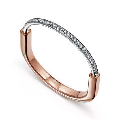 [Lume Jewelry]LOCK BRACELET ROSE AND WHITE GOLD DIAMOND