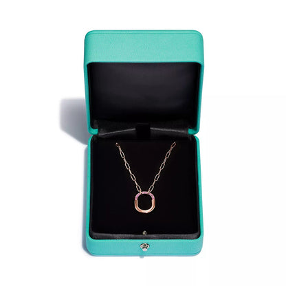 [Lume Jewelry]LOCK SMALL PENDANT PINK DIAMOND PINK GOLD NECKLACE