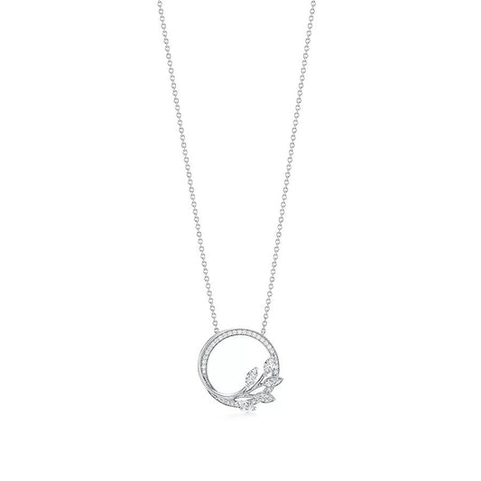 [Lume Jewelry]DIAMOND VINE CIRCLE PENDANT PLATINUM NECKLACE