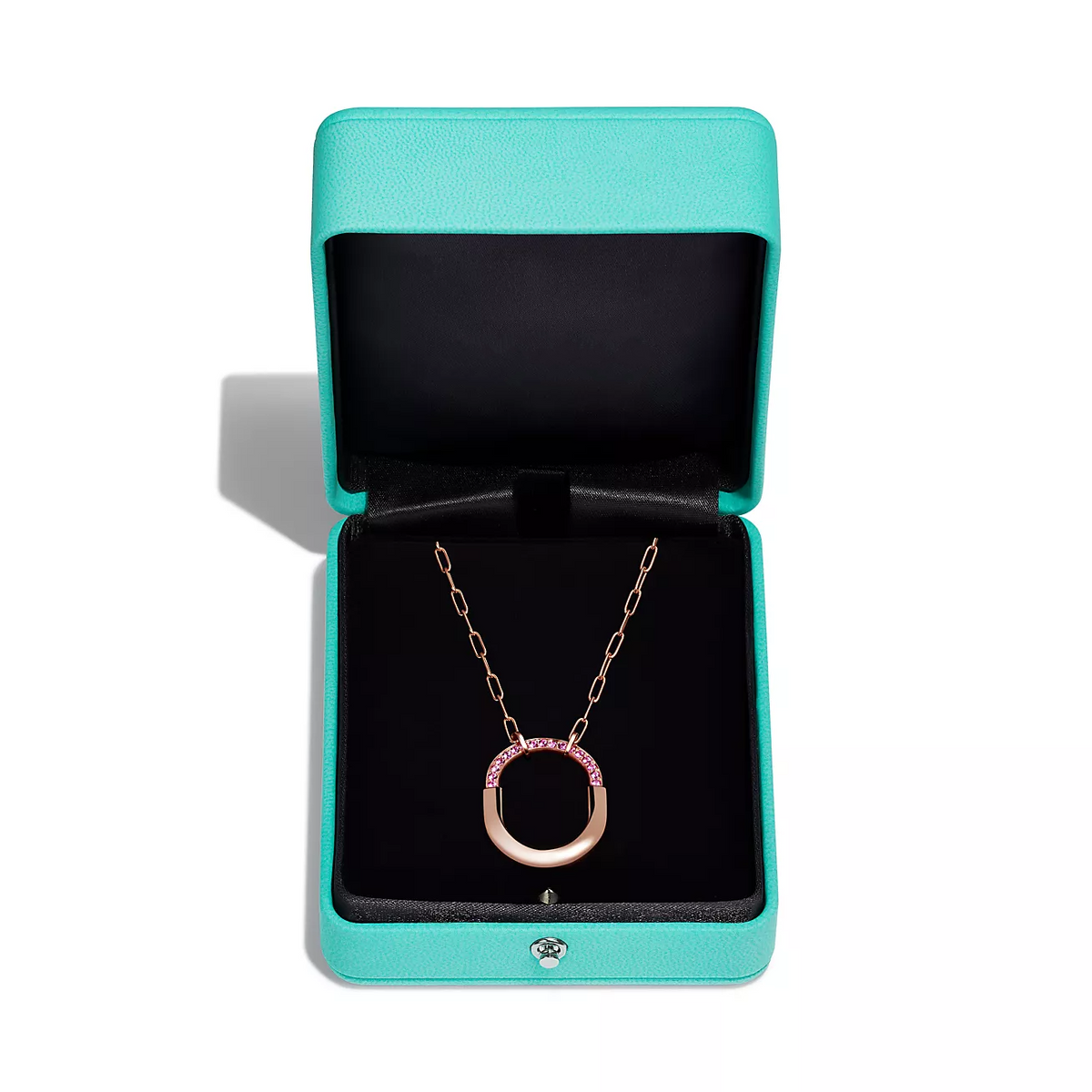 [Lume Jewelry]LOCK MEDIUM PENDANT PINK DIAMOND PINK GOLD NECKLACE