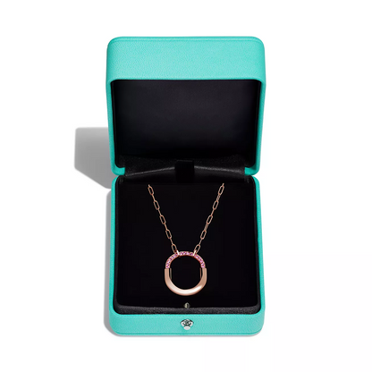 [Lume Jewelry]LOCK MEDIUM PENDANT PINK DIAMOND PINK GOLD NECKLACE