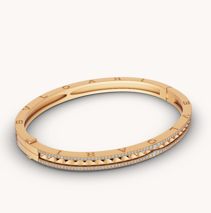 [Lume Jewelry]ZERO 1 SPIRAL AND PAVED DIAMOND GOLD BRACELET