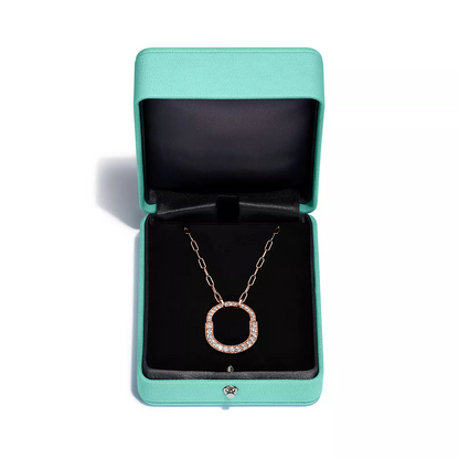 [Lume Jewelry]LOCK NECKLACE MEDIUM PENDANT PINK GOLD PAVED DIAMONDS