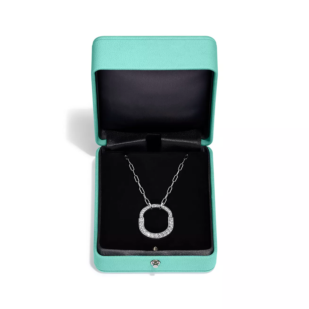 [Lume Jewelry]LOCK NECKLACE MEDIUM PENDANT SILVER PAVED DIAMONDS